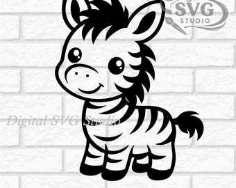 Cartoon Baby Zebra SVG DXF File for Cricut or Laser Cutting | Digital Download | Scrapbook and Sticker File | Safari Animals | Png Pdf