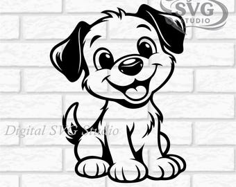 Cartoon Puppy SVG DXF File for Cricut or Laser Cutting | Digital Download | Scrapbook and Sticker File | Pet Animals | Png Pdf