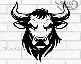 Cartoon Angry Bull SVG DXF File for Cricut or Laser Cutting | Digital Download | Scrapbook and Sticker File | Farm Animals | Png Pdf