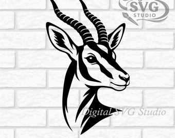 African Springbuck Portrait SVG DXF File for Cricut or Laser Cutting | Digital Download | Scrapbook and Sticker File Safari Animals Png Pdf