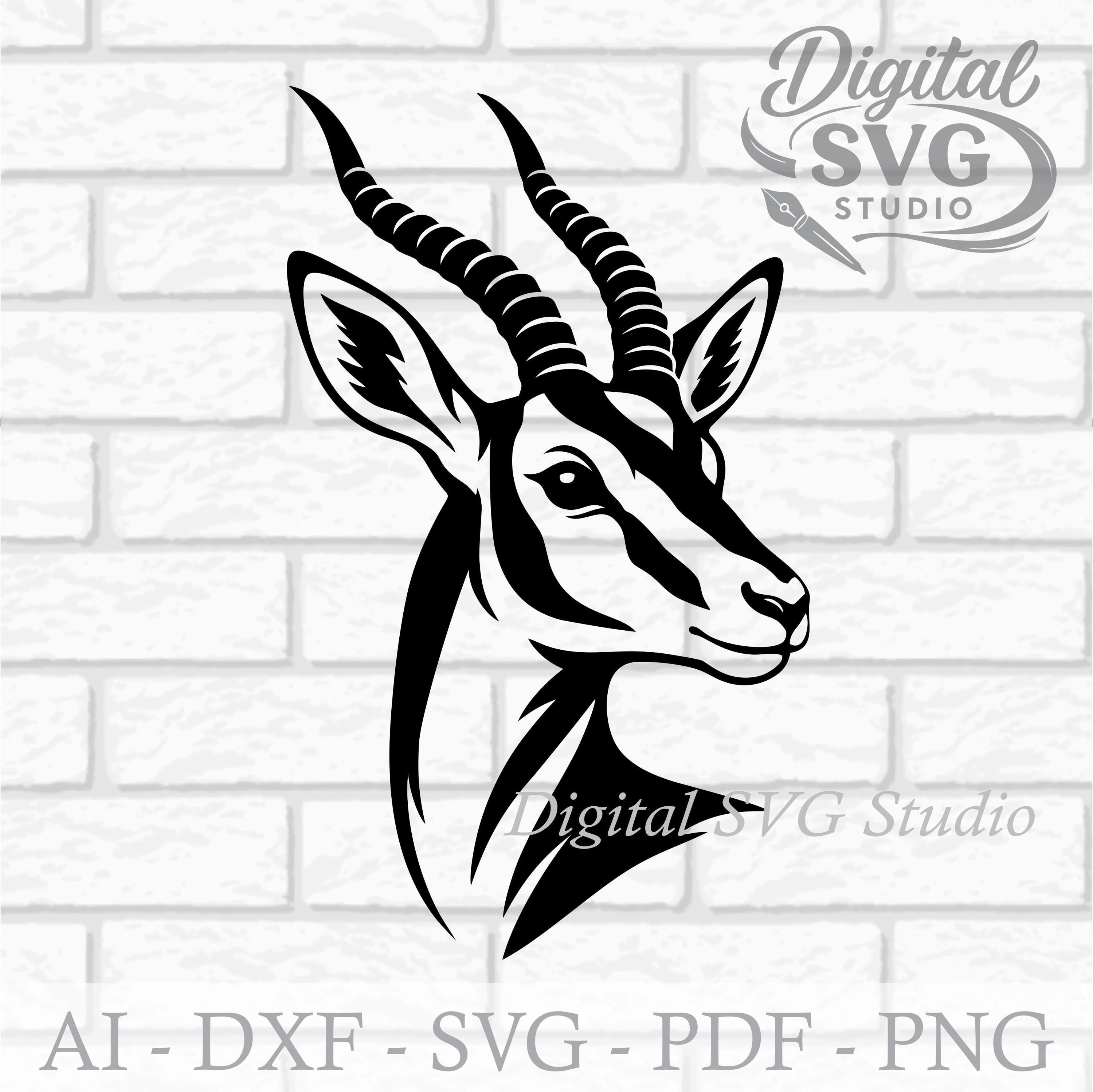 Springbuck Emoticon African Springbuck Portrait SVG DXF File for Cricut or Laser Cutting ...