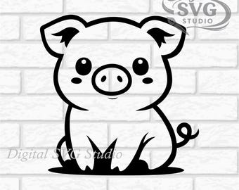 Cartoon Piglet SVG DXF File for Cricut or Laser Cutting | Digital Download | Scrapbook and Sticker File | Farm Animals | Png Pdf