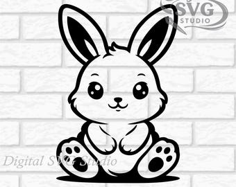 Cartoon Easter Bunny SVG DXF File for Cricut or Laser Cutting | Digital Download | Scrapbook and Sticker File | Baby Pet Animals | Png Pdf