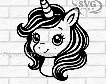 Cartoon Unicorn SVG DXF File for Cricut or Laser Cutting | Digital Download | Scrapbook and Sticker File | Png Pdf