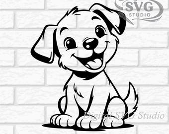 Cartoon Puppy SVG DXF File for Cricut or Laser Cutting | Digital Download | Scrapbook and Sticker File | Pet Animals | Png Pdf