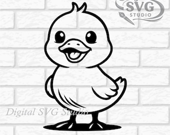Cartoon Duck SVG DXF File for Cricut or Laser Cutting | Digital Download | Scrapbook and Sticker File | Farm Animals | Png Pdf