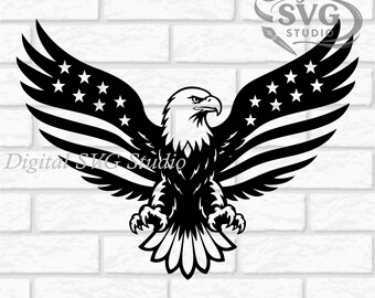 Patriotic Eagle with Stars & Stripes SVG DXF File for  Laser Cutting | Digital Download | Scrapbook and Sticker File | Png Pdf