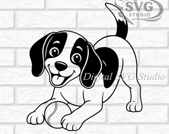 Playful Cartoon Beagle Puppy SVG DXF File for  Laser Cutting | Digital Download | Scrapbook and Sticker File | Pet Animals | Png Pdf