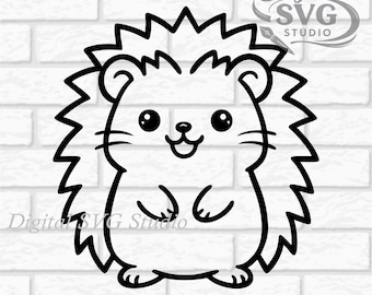 Cartoon Hedgehog SVG DXF File for Cricut or Laser Cutting | Digital Download | Scrapbook and Sticker File | Pet & Jungle Animals | Png Pdf