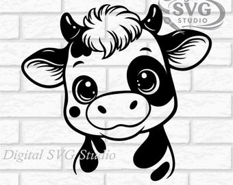 Cartoon Calf SVG DXF File for Cricut or Laser Cutting | Digital Download | Scrapbook and Sticker File | Farm Animals | Png Pdf