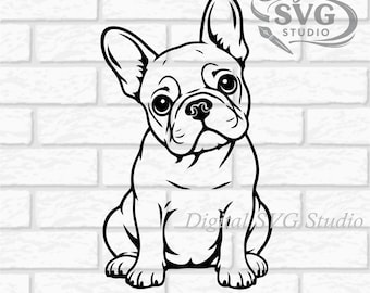 Cartoon French Bulldog Puppy SVG DXF File for  Laser Cutting | Digital Download | Scrapbook and Sticker File | Pet Animals Png Pdf Frenchie