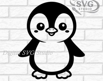 Cartoon Baby Penguin SVG DXF File for Cricut or Laser Cutting | Digital Download | Scrapbook and Sticker File | Safari Animals | Png Pdf