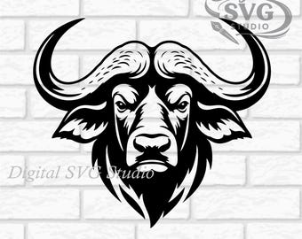 African Buffalo Portrait SVG DXF File for Cricut or Laser Cutting | Digital Download | Scrapbook and Sticker File | Safari Animals | Png Pdf