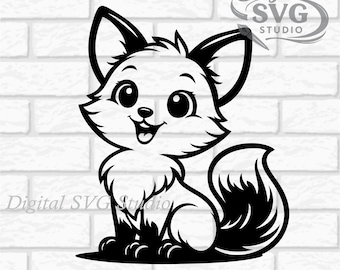 Cartoon Happy Fox SVG DXF File for Cricut or Laser Cutting | Digital Download | Scrapbook and Sticker File | Jungle Animals | Png Pdf