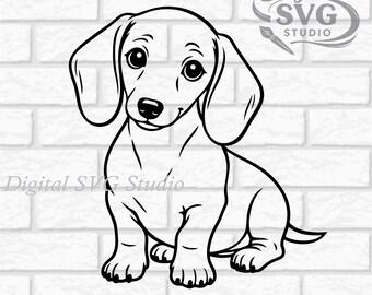 Cartoon Dachshund Puppy Dog SVG DXF File for  Laser Cutting | Digital Download | Scrapbook and Sticker File | Pet Animals | Png Pdf