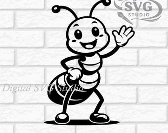 Cartoon Ant SVG DXF File for Cricut or Laser Cutting | Digital Download | Scrapbook and Sticker File | Bugs & Insects | Png Pdf