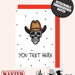 Cowboy Skull Card: Detachable Patch Keepsake - Western Punk