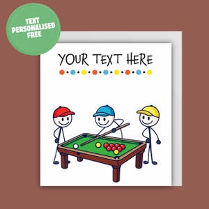 Personalized Snooker/Pool Birthday Card: Stick Men Design