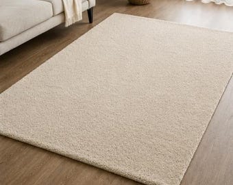 Hand Knotted New Zealand Wool Cream Shag Rug | Plush Boho Minimalist Area Carpet