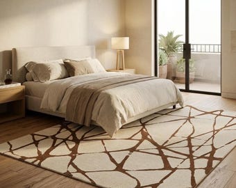 Modern Geometric Rug, Hand Tufted Soft Living Room Rug, Custom Size Carpet, Unique Hallway Rug, Nursery Room Rug, Luxury Home Accents