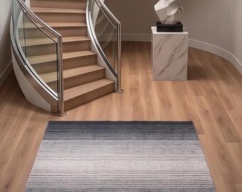 Hand Tufted Wool Rug, Modern Grey Gradient, Soft Ombre Living Room Carpet