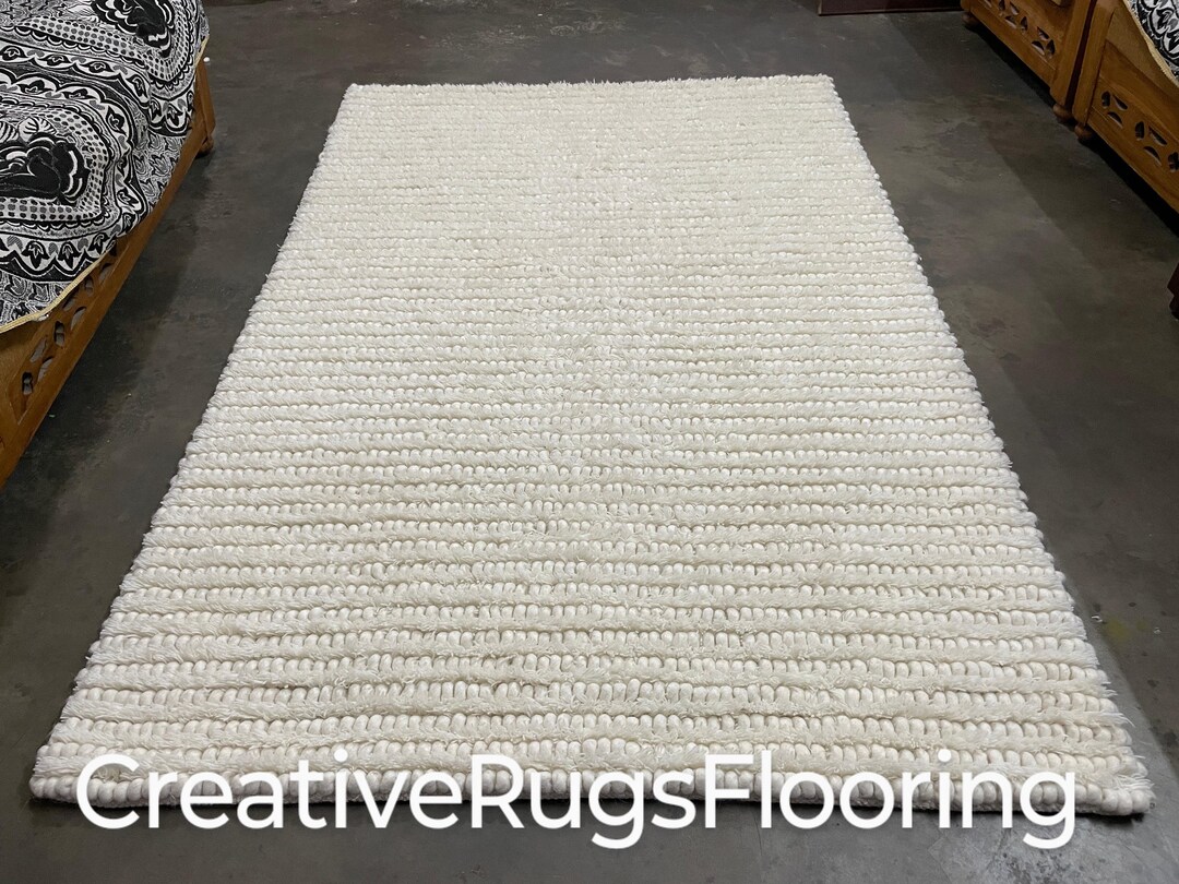 Handmade Chunky Wool Rug| Area Rug Knitted and Cut Pile Braided Rug ...