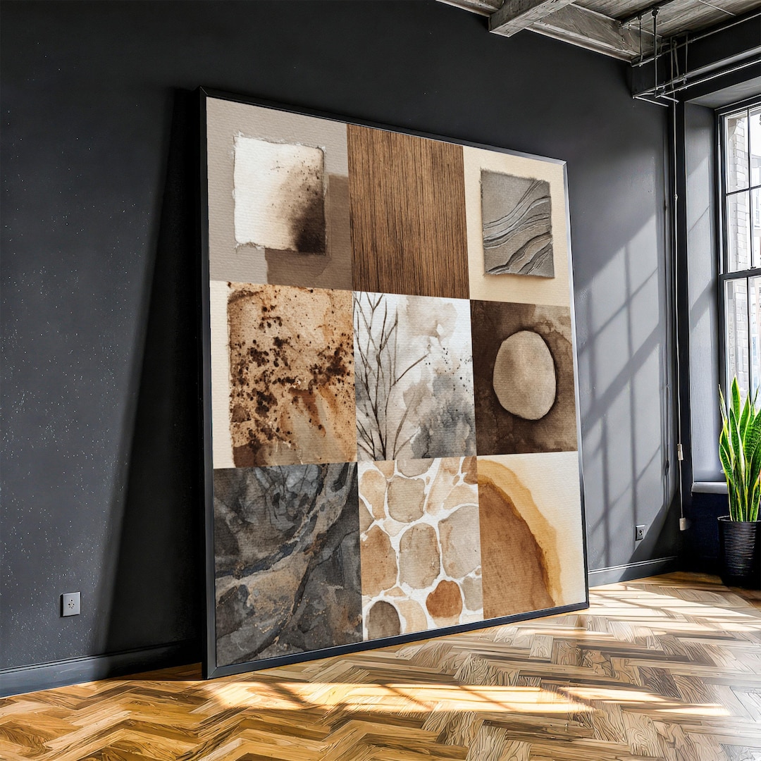 Neutral Earth Tone Wall Art, Abstract Canvas, Organic Pattern Decor
