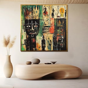 Urban Abstract Crown Canvas Painting – Neo Expressionist Wall Art, Ready to Hang, Gift for Art Collectors