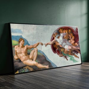 The Creation of Adam Canvas Painting - Michelangelo Wall Art, Ready to Hang, Renaissance Gift for Classic Art Lovers & Home Decor