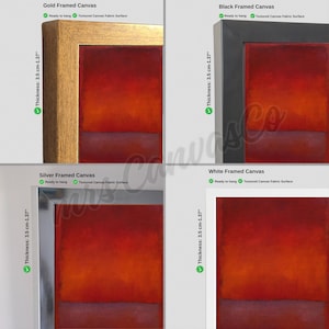 Puede incluir: Cuatro impresiones art&iacute;sticas en lienzo enmarcadas con una superficie de tela texturizada. Los marcos son dorados, negros, plateados y blancos. Cada lienzo tiene 3,5 cm de grosor y presenta un dise&ntilde;o abstracto rojo y naranja.