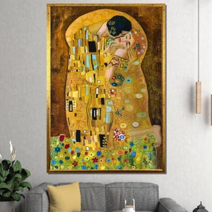 Vintage Gustav Klimt The Kiss (Der Kuss) 1907 Golden Embrace Metallic Fine Art Print for Luxurious Wall Decor & Home Decor