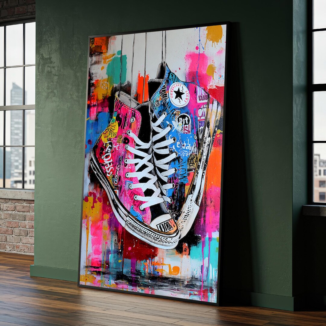 リングにかけろ　キャンバスアート グラフィティスニーカーキャンバス絵画 - アーバンポップ