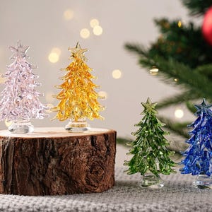 Handmade Stained Glass Christmas Tree Statue, Glass Miniature Christmas Trees,Collectible Christmas Tree,Christmas Gifts,Christmas Ornaments