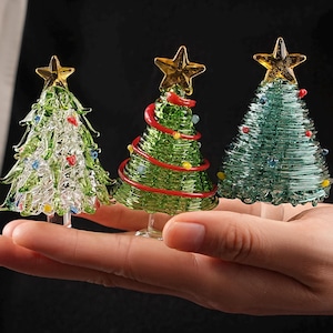 Handmade Stained Glass Christmas Tree Statue, Glass Miniature Christmas Trees,Collectible Christmas Tree,Christmas Gifts,Christmas Ornaments