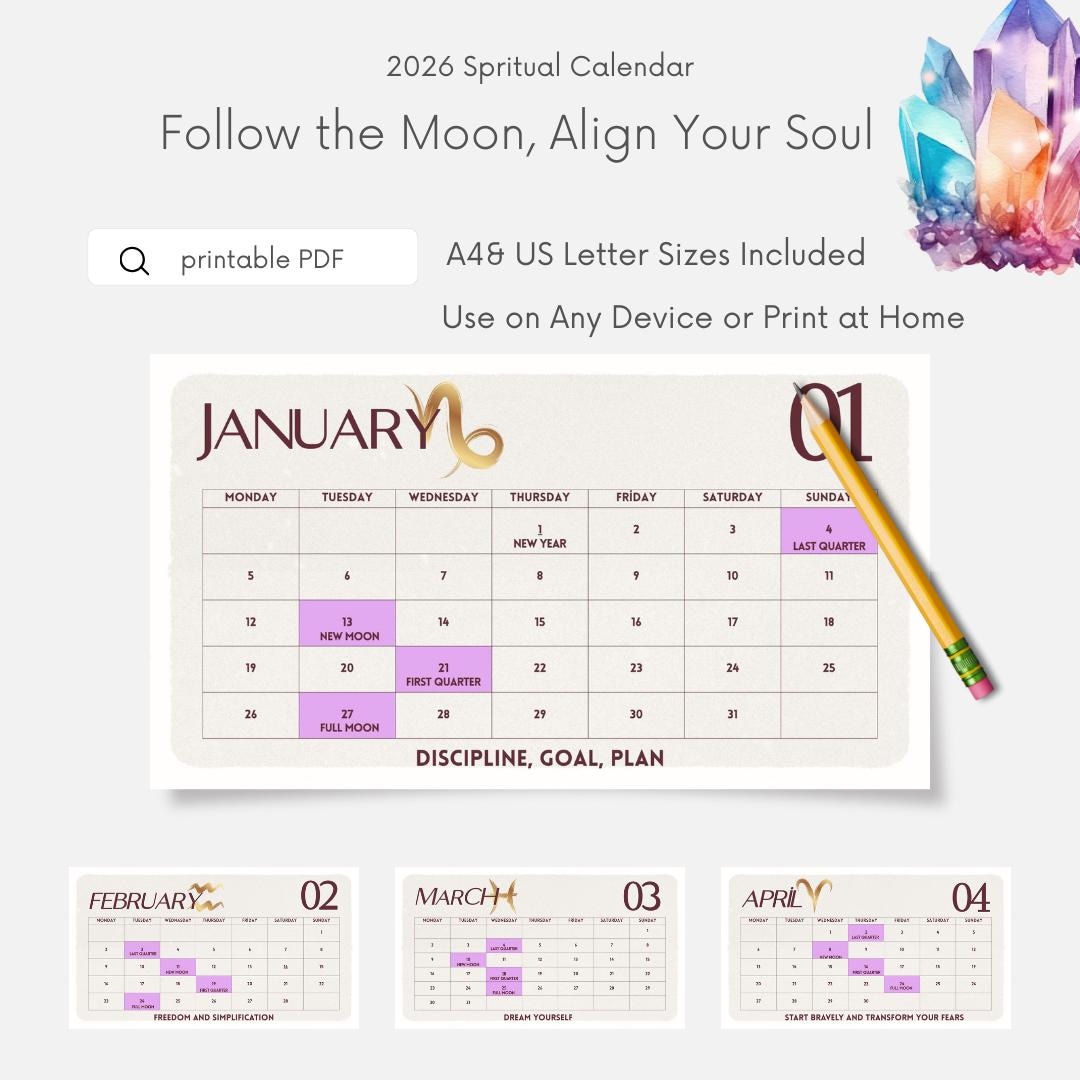 2026 Spiritual Calendar | Pdf-a4-letter Size | Printable - Etsy