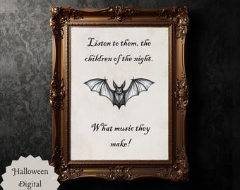 Dracula Print | Dracula Quote | Bram Stokers Dracula Print | Classic Literature Art Quote | Gothic Literature | Bat Drawing Print |