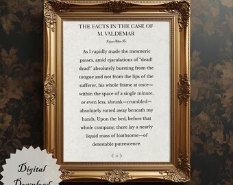 Valdemar Print | Edgar Allan Poe Art Print | Edgar Allan Poe Wall Art | Edgar Allan Poe Printable | Classic Literature Quotes | Digital |