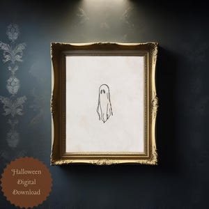 Sad Ghost Print | Simple Ghost Wall Art | Small Ghost Picture | Sheet Ghost Print | Simple Halloween Decor | Subtle Halloween Prints |