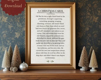 A Christmas Carol Print | Dickens A Christmas Carol | Charles Dickens Christmas Print | Classic Literature Quotes | Uncle Scrooge Christmas