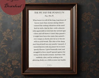 The Pit and the Pendulum Print | Edgar Allan Poe Art Print | Edgar Allan Poe Printable | Edgar Allan Poe Wall Art | Gothic Literature |
