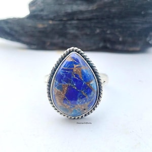 Turquoise Ring ~ Sterling Silver 925 ~ Handmade ~ Statement ~ Hippie ~ Bohemian ~ Jewelry ~Gift For Her ~Gemstone~ December Birthstone