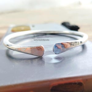 925 Sterling Silver Bangle: Heavy Gauge, Adjustable Cuff