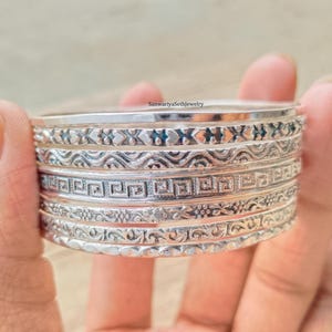 Conjunto de 7 pulseiras, pulseiras marteladas, pulseiras empilháveis, Semanario, pulseira empilhável, pulseiras de 7 dias, pulseiras finas brilhantes, prata 925 SSJ91