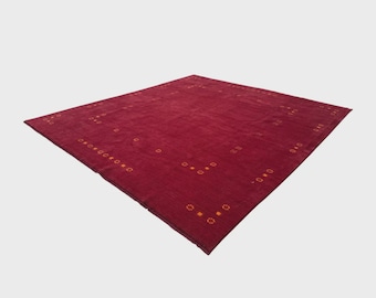 Handloom Fringed Area Rug Dark Red Color Modern Shade Woolen Carpet Wool Rug with Soft Texture for Living Room, Bedroom, Office & Home Décor