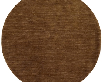 Round Brown Hand Loom Rug | Solid Color Wool Area Rug | Minimal Boho Decor | Modern Neutral Rug | Living Room Bedroom Rug