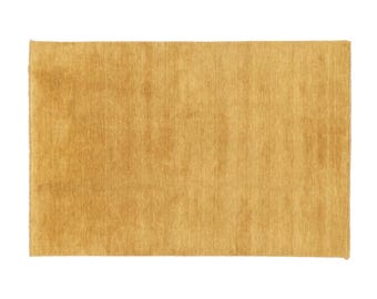 Senapsgul enfärgad handvävd ullmatta | Minimalistisk modern matta | Japandi skandinavisk matta | Handvävd enfärgad rumsmatta