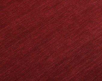 Handloom Wool Rug Dark Red Modern Solid Minimalist Carpet Soft Durable Low-Shed Texture Handmade Natural Fiber Scandinavian Contemporary rug