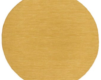 Luxurious Yellow Wool Area Rug Soft, Durable, and Non-Slip Round Carpet with Elegant Plain Solid Design, Ideal for Enhancing Comfort
