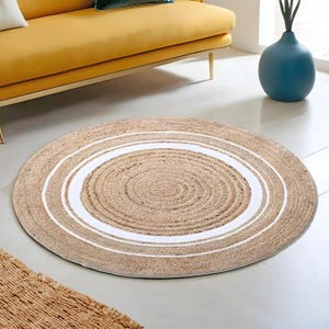 Indian Handmade Natural Round Jute Rug Bedside Round Rug Circle Rug New Home Gift Boho Home Decor Patio Rustic Round Rug Table Round Rug