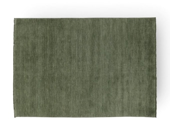 Solid Olive Green Hand Loom Rug | Minimal Modern Plain Area Rug | Scandinavian Japandi Carpet | Bedroom Living Room Floor Rug